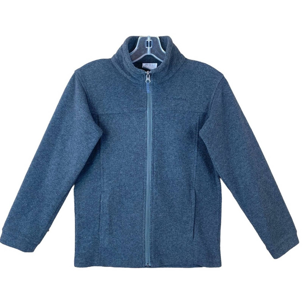 COLUMBIA BOYS/GIRS FULL ZIP SWEATER SIZE M(10-12) ZIP POCKETS LONG SLEEVES GRAY